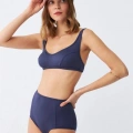 Kadın Basic Lacivert Pedli Yüksek Bel Bikini Takımı