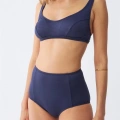 Kadın Basic Lacivert Pedli Yüksek Bel Bikini Takımı
