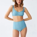 Kadın Basic Turkuaz Pedli Yüksek Bel Bikini Takımı