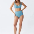 Kadın Basic Turkuaz Pedli Yüksek Bel Bikini Takımı
