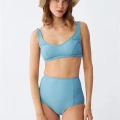 Kadın Basic Turkuaz Pedli Yüksek Bel Bikini Takımı