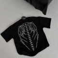 Kadın Baskılı Bisiklet Yaka T-Shirt - Siyah
