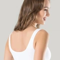 Kadın Beyaz Kalın Askılı Çıkarılabilir Pedli Örme Seamless Dikişsiz Basic Büstiyer