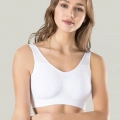 Kadın Beyaz Kalın Askılı Çıkarılabilir Pedli Örme Seamless Dikişsiz Basic Büstiyer