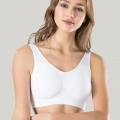 Kadın Beyaz Kalın Askılı Çıkarılabilir Pedli Örme Seamless Dikişsiz Basic Büstiyer