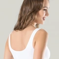 Kadın Beyaz Kalın Askılı Çıkarılabilir Pedli Örme Seamless Dikişsiz Basic Büstiyer