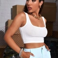 Kadın Beyaz Kalın Askılı Crop Top Büstiyer