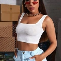 Kadın Beyaz Kalın Askılı Crop Top Büstiyer