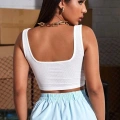 Kadın Beyaz Kalın Askılı Crop Top Büstiyer Esnek Kumaş Şık Basic Kadın Üst Giyim