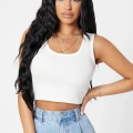 Kadın Beyaz Kare Yaka Crop Top Bluz