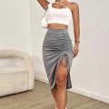 Kadın Beyaz Tek Omuzlu Çapraz Askılı Crop Top Büstiyer