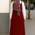 Kadın Bordo Basic Ayarlanabilir Askılı Jile Elbise