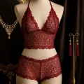 Kadın Bordo Dantel Bralet Şort Takımı – Asil Ve Sofistike İç Giyim
