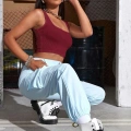 Kadın Bordo Kalın Askılı Crop Top Büstiyer Esnek Kumaş Şık Basic Kadın Üst Giyim