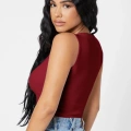 Kadın Bordo Kare Yaka Crop Top Bluz
