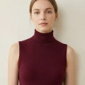 Kadın Bordo Kolsuz Balıkçı Yaka Basic Bluz