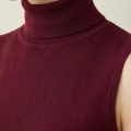 Kadın Bordo Kolsuz Balıkçı Yaka Basic Bluz