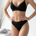 Kadın Bralet İç Giyim Takımı - Fitilli Dantelli, Siyah