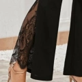 Kadın Dantel Eklemeli Ispanyol Paça Scuba Tayt Pantalon