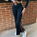 Kadın Dantel Eklemeli Ispanyol Paça Scuba Tayt Pantalon