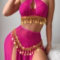 Kadın Elbise - Dansöz Si Parlak Aksesuar Kostüm, Pembe