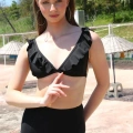Kadın Fırfırlı Yüksek Bel Siyah Bikini