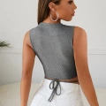 Kadın Gri Çapraz Bağlamalı Crop Top Büstiyer