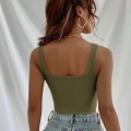 Kadın Haki Yeşili Kalın Askılı Crop Top Büstiyer