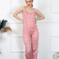 Kadın İp Askılı Somon Pijama Takım