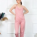 Kadın İp Askılı Somon Pijama Takım