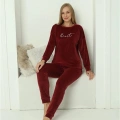 Kadın Kadife Bordo Pijama Takım