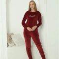 Kadın Kadife Bordo Pijama Takım