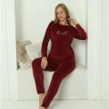 Kadın Kadife Bordo Pijama Takım