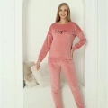 Kadın Kadife Pembe Pijama Takım