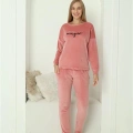 Kadın Kadife Pembe Pijama Takım