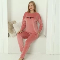 Kadın Kadife Pembe Pijama Takım