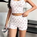 Kadın Kalp Desenli Askılı Şortlu Pijama Takımı 5236
