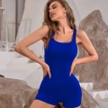 Kadın Kare Yaka Sırt Dekolte Detay Dalgıç Bodycon Mini Tulum