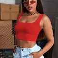 Kadın Kırmızı Kalın Askılı Crop Top Büstiyer