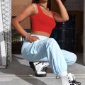 Kadın Kırmızı Kalın Askılı Crop Top Büstiyer