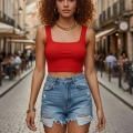Kadın Kırmızı Kalın Askılı Crop Top Büstiyer Esnek Kumaş Şık Basic Kadın Üst Giyim