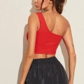 Kadın Kırmızı Tek Omuz Crop Büstiyer