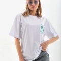 Kadın Kısa kol Oversize Baskılı T-Shirt - Beyaz