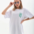 Kadın Kısa kol Oversize Baskılı T-Shirt - Beyaz