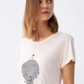 Kadın Kısa Kol Pijama Takım Pudra
