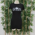 Kadın Kısa Kollu Queen Baskı Iki Iplik Mini Elbise