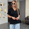 Kadın Kısa Kollu V Yaka Bluz