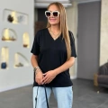 Kadın Kısa Kollu V Yaka Bluz