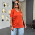 Kadın Kısa Kollu V Yaka Bluz
