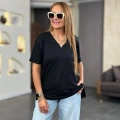 Kadın Kısa Kollu V Yaka Bluz